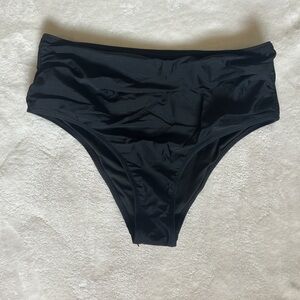 Black Ruched Swim Bottoms